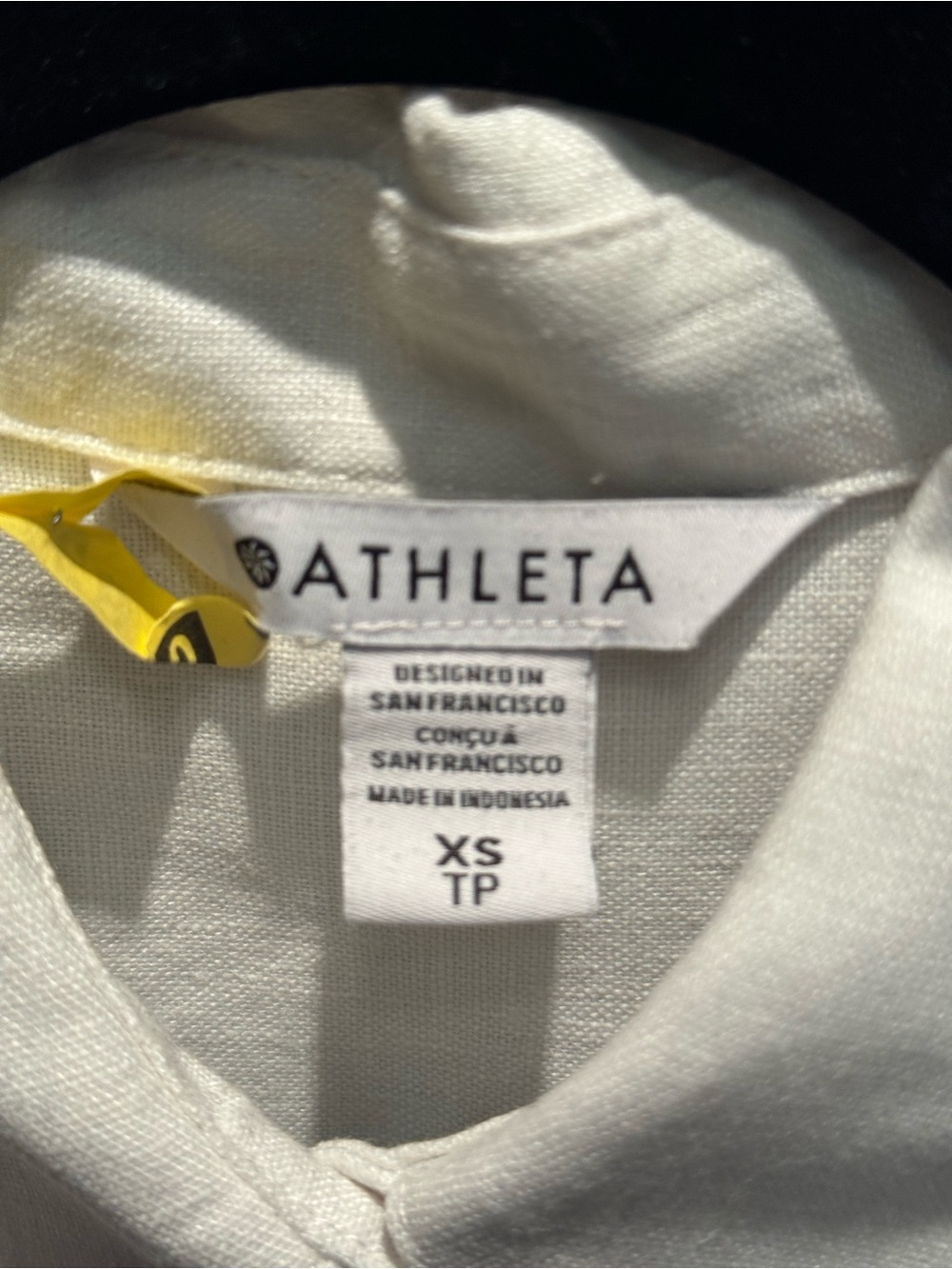 Athleta White Linen Blend Button-Up Shirt XS | Classic Collared Long Sleeve - Picture 3 of 5